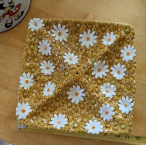 Vintage Fred Roberts Floral Square Ceramic Plate